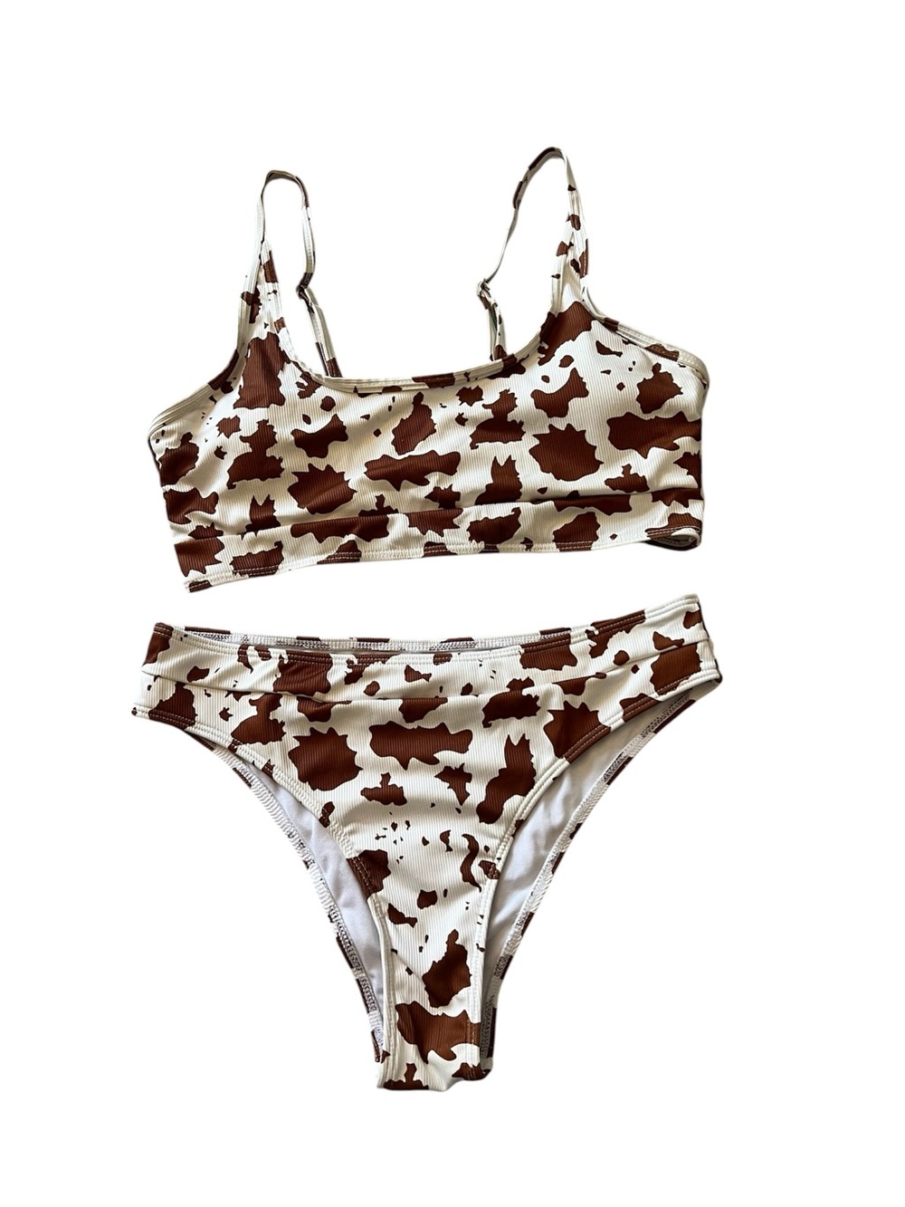 Cow Print Bikini Set - Brown and Cream Two-Piece